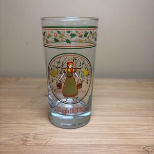 Libbey 12 Days of Christmas Glass "Eight Maids A-Milking" 8th‎ Day Drinkware VTG